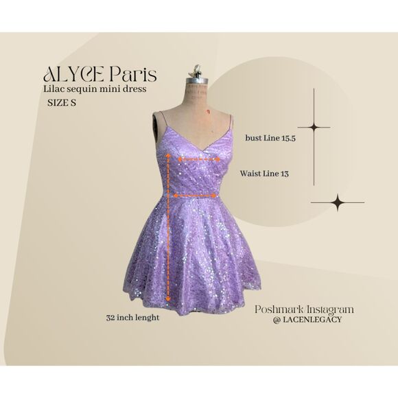 Alyce Paris Lilac Sequin Mini Dress Corset Back - Picture 2 of 8